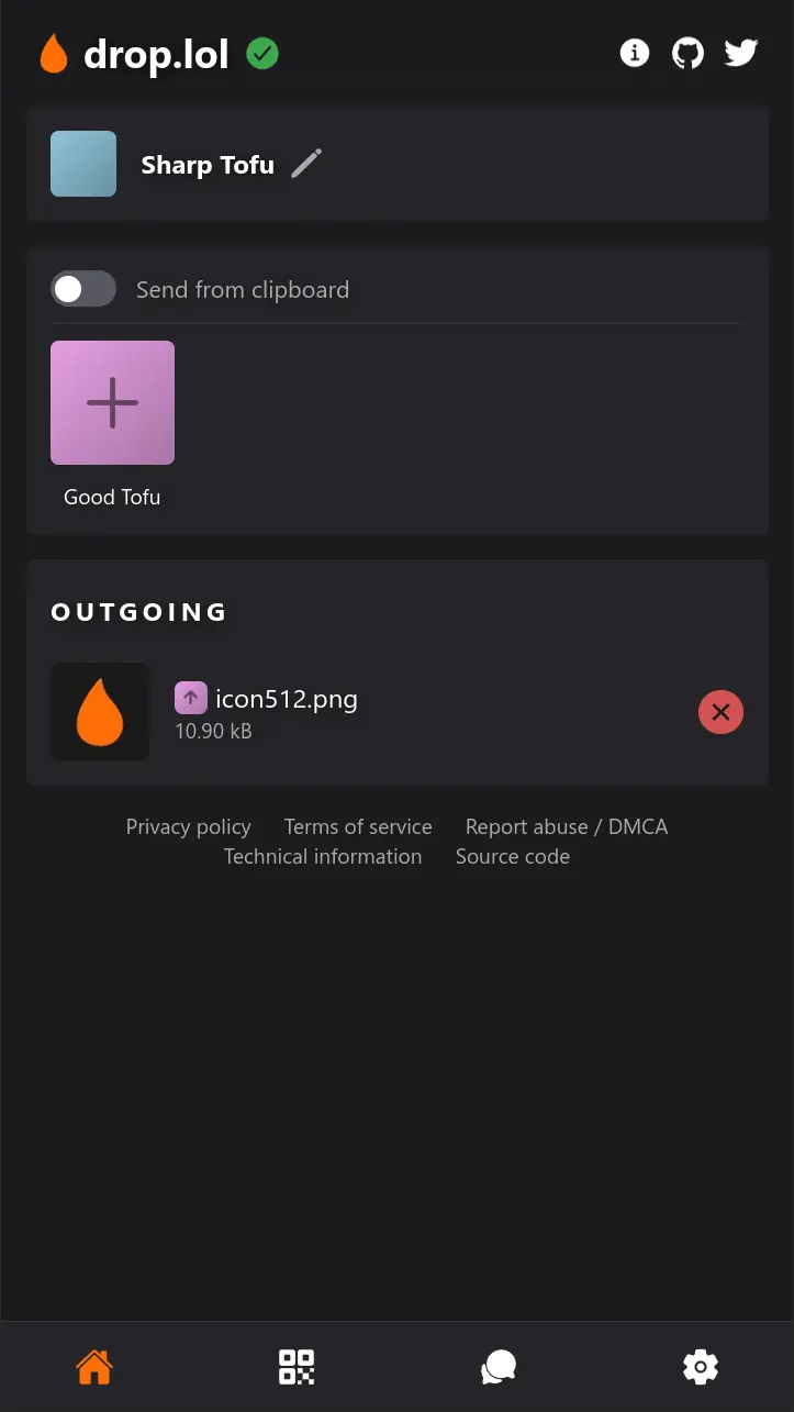 screenshot of filderop - mobile