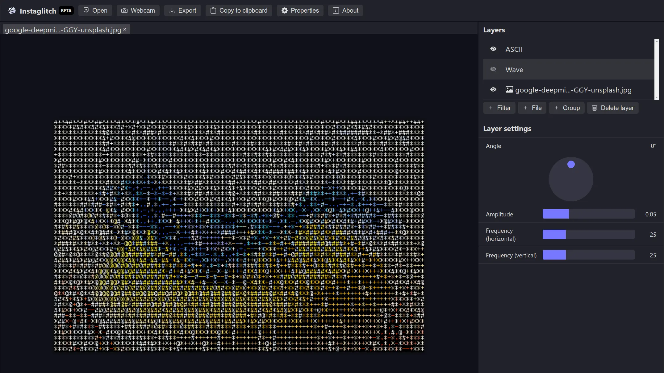 screenshot of instaglitch - desktop