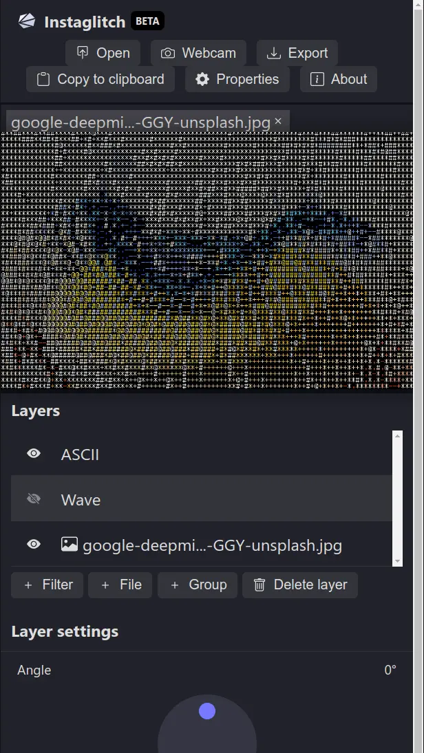 screenshot of instaglitch - mobile